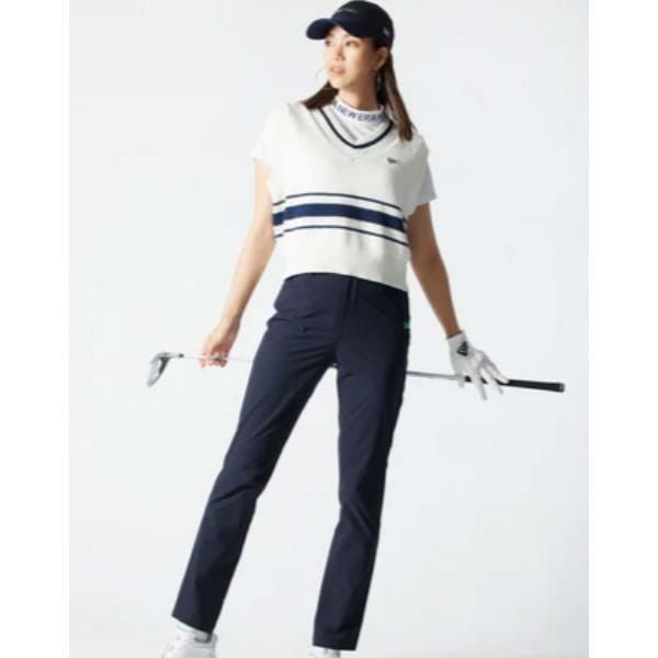 ニューエラ ゴルフ ニットベスト Women's 鹿の子 ホワイト/ネイビー