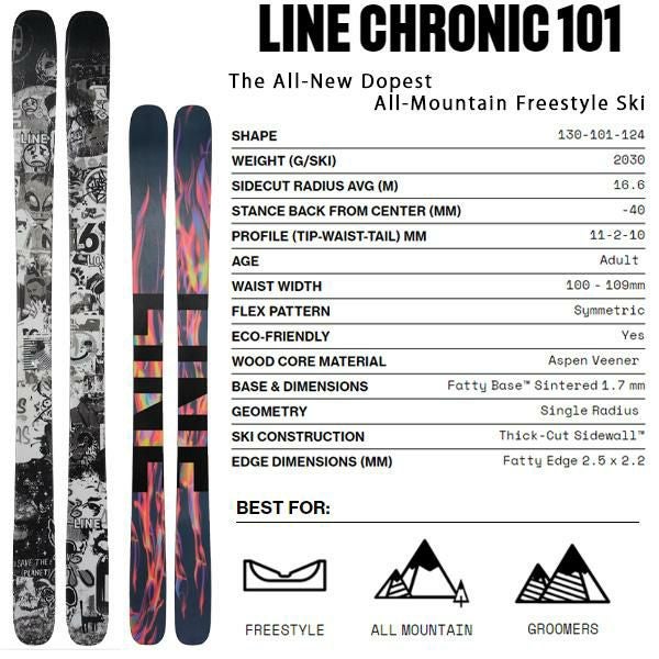 LINE スキー板 2025 CHRONIC 101 単品 (板のみ) LN24018600 クロニック