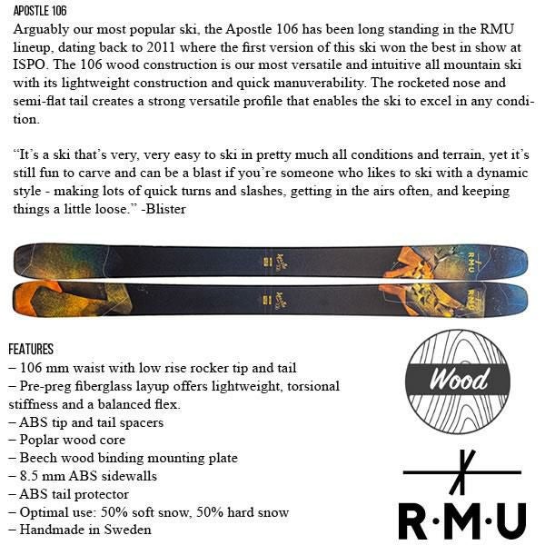 RMU SKI 2024 APOSTLE 106 -WOOD- スキー板 単品 (板のみ) 23-24