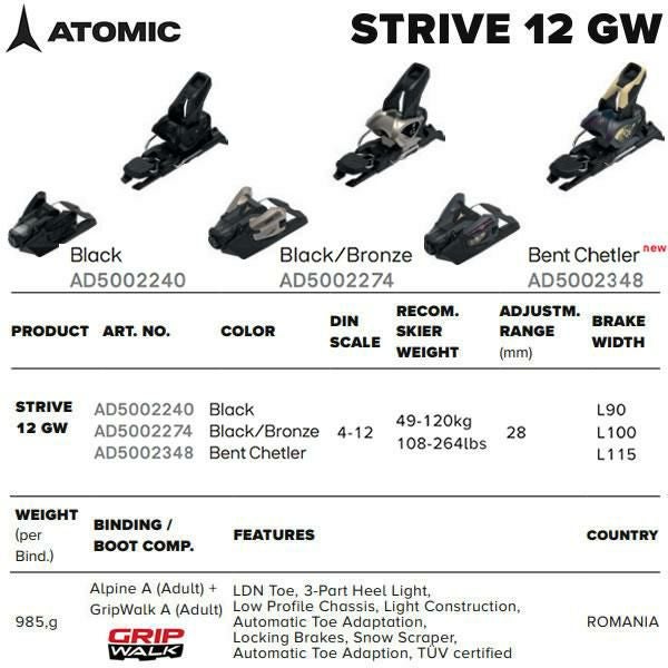 アトミック スキー板 BENT 100 (25-26 2026) + 26 アトミック STRIVE