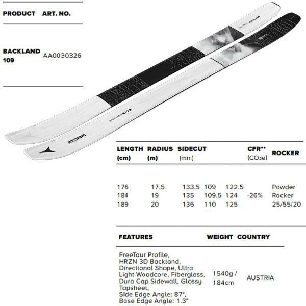 アトミック スキー板 BACKLAND 109 (25-26 2026) + 26 マーカー SQUIRE