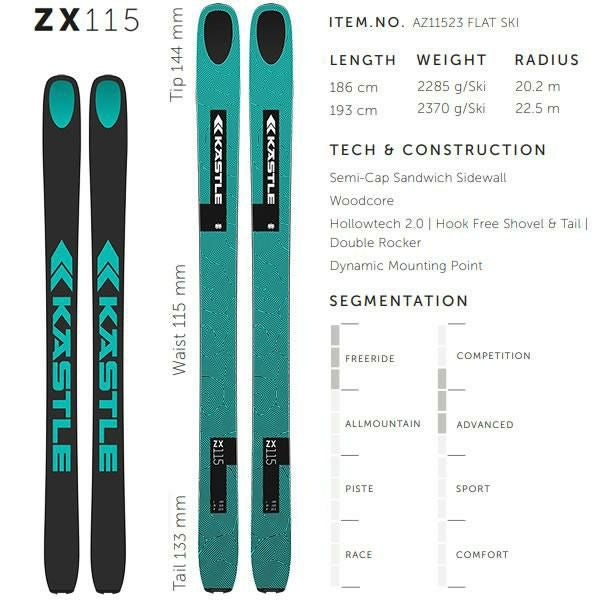 KASTLE フリーライドスキー ZX 115 (25-26 2026) + 26 サロモン STRIVE