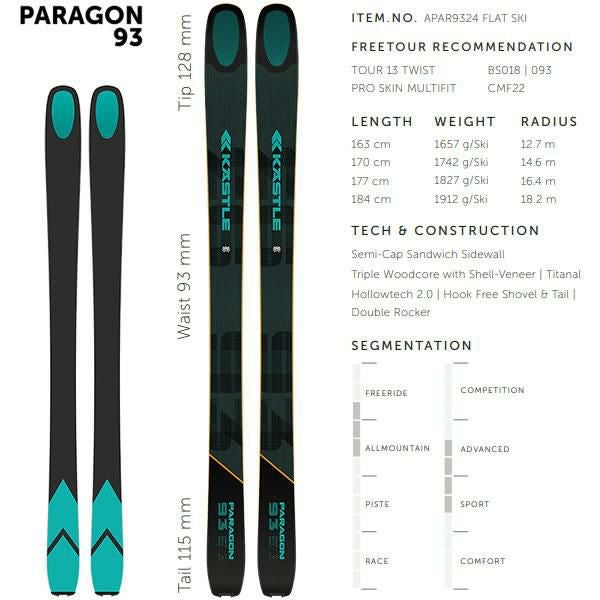 KASTLE フリーライドスキー PARAGON 93 (25-26 2026) + 26 アルマダ