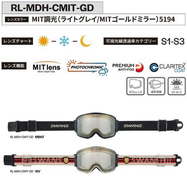 スワンズ スキーゴーグル 調光レンズ RIDGELINE RL-MDH-CMIT-GD SIV