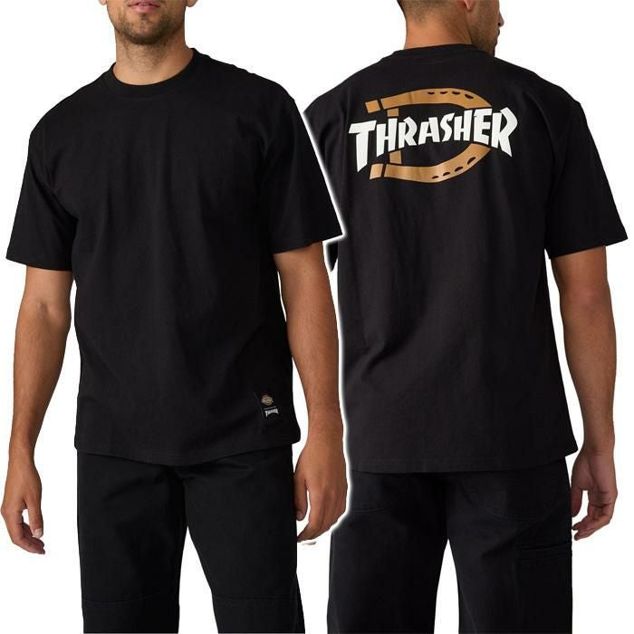 ディッキーズ×スラッシャー コラボ コットン Tシャツ / ブラック