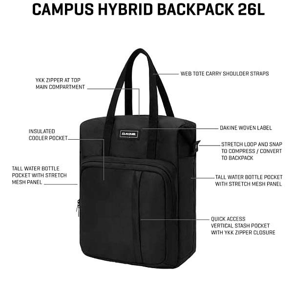 ダカイン リュック DAKINE CAMPUS HYBRID BACKPACK 26L BLK BG237003C