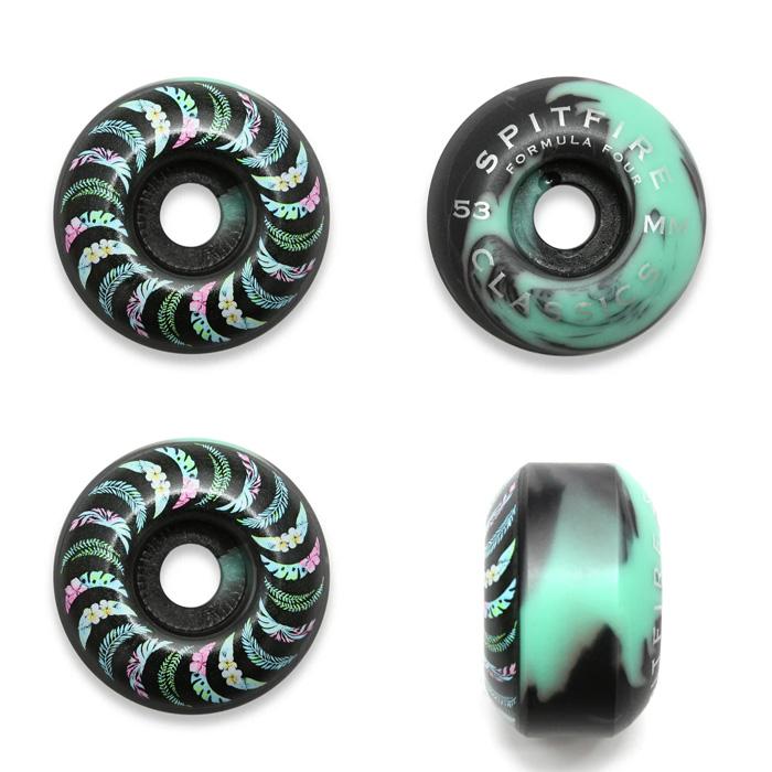 スケボー ウィール SPITFIRE F4 (FORMULA FOUR) FLORAL TEAL/BLACK