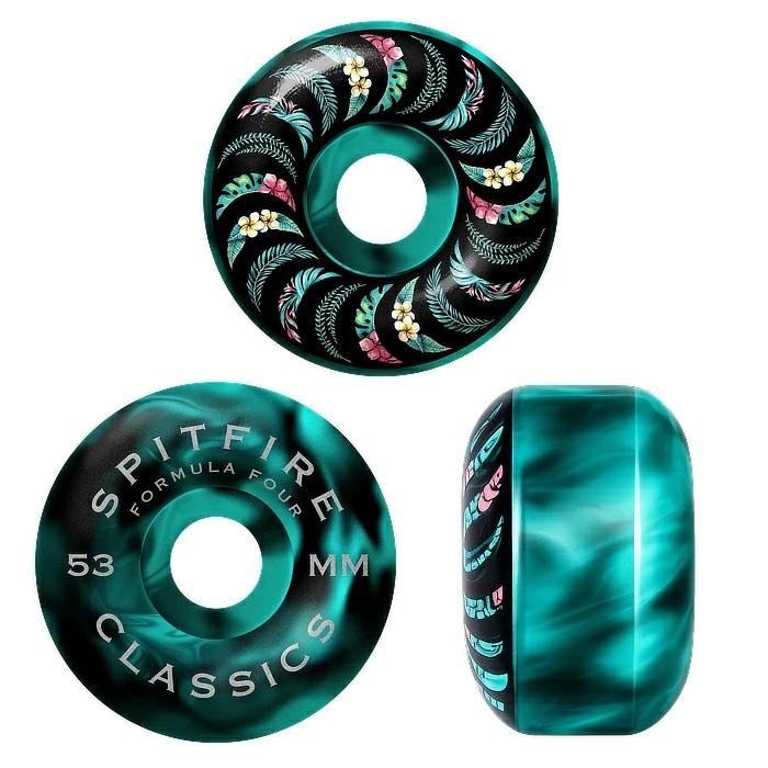 スケボー ウィール SPITFIRE F4 (FORMULA FOUR) FLORAL TEAL/BLACK