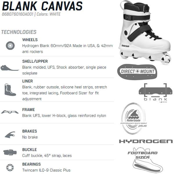 ローラーブレード インラインスケート 大人 2026 BLANK CANVAS White